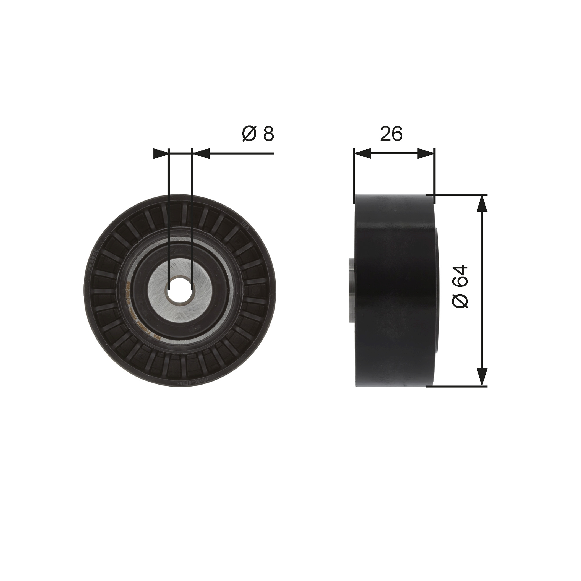 Deflection/Guide Pulley, V-ribbed belt  Art. T38094