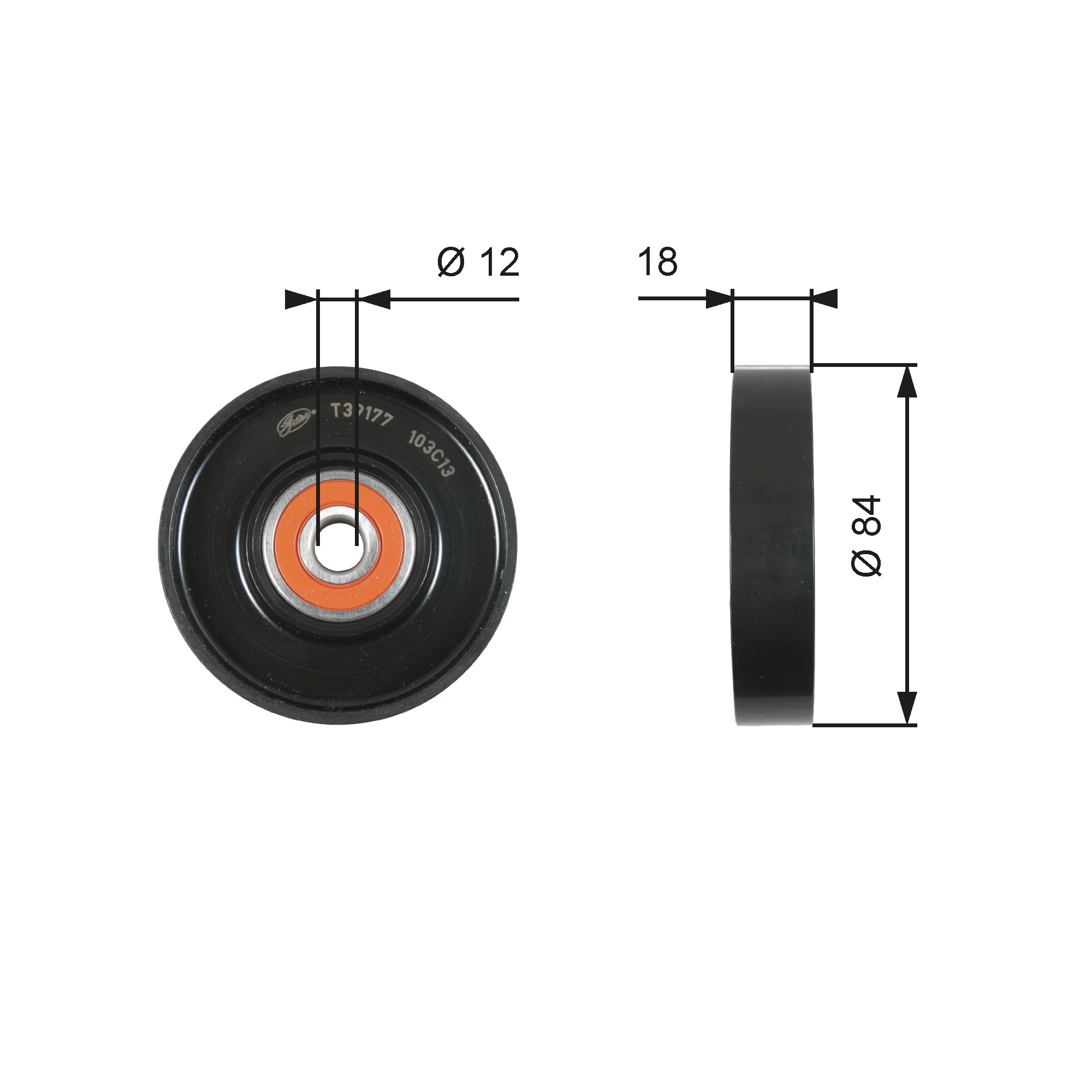 Tensioner Pulley, V-ribbed belt  Art. T39177