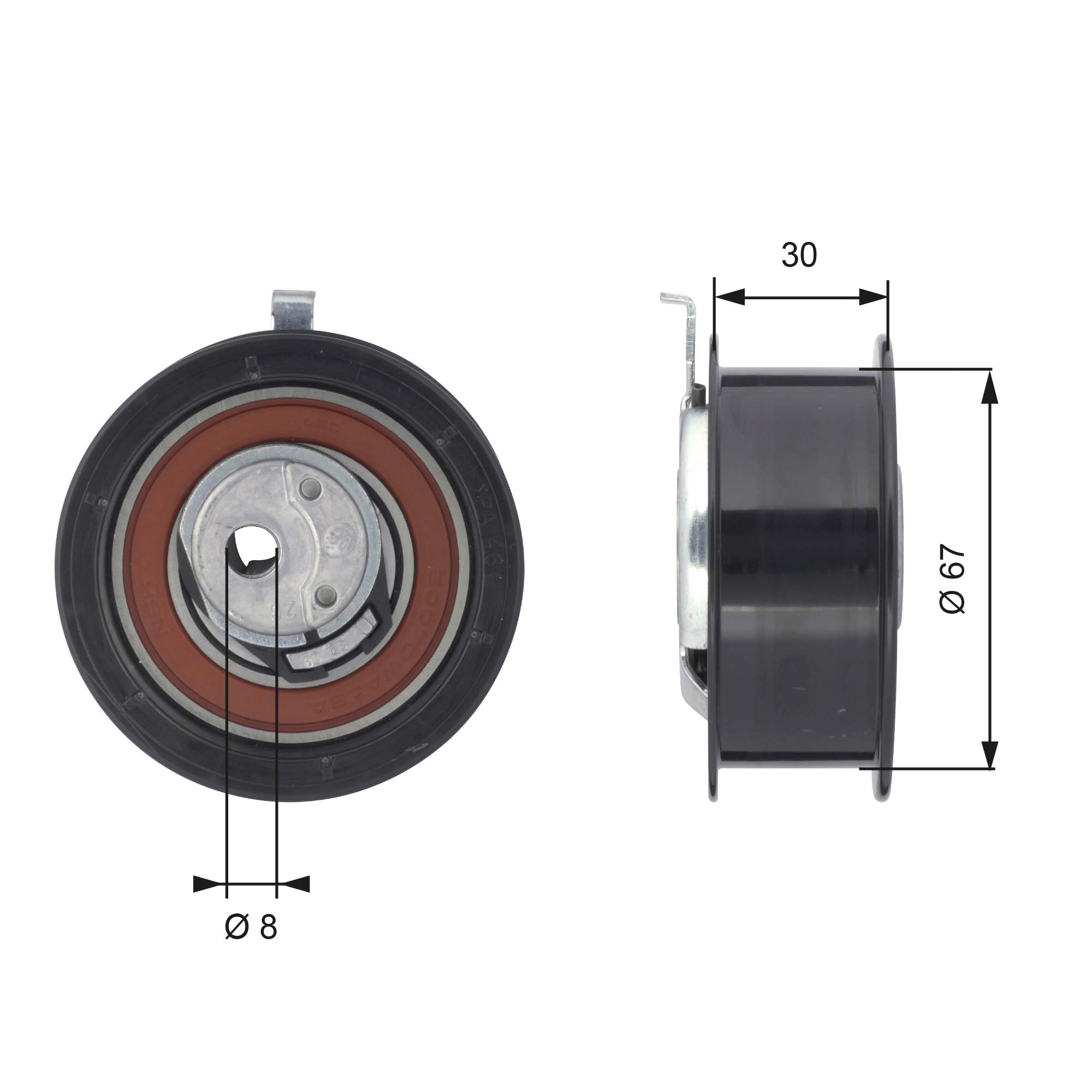 Tensioner Pulley, timing belt (Front axle, left)  Art. T43069