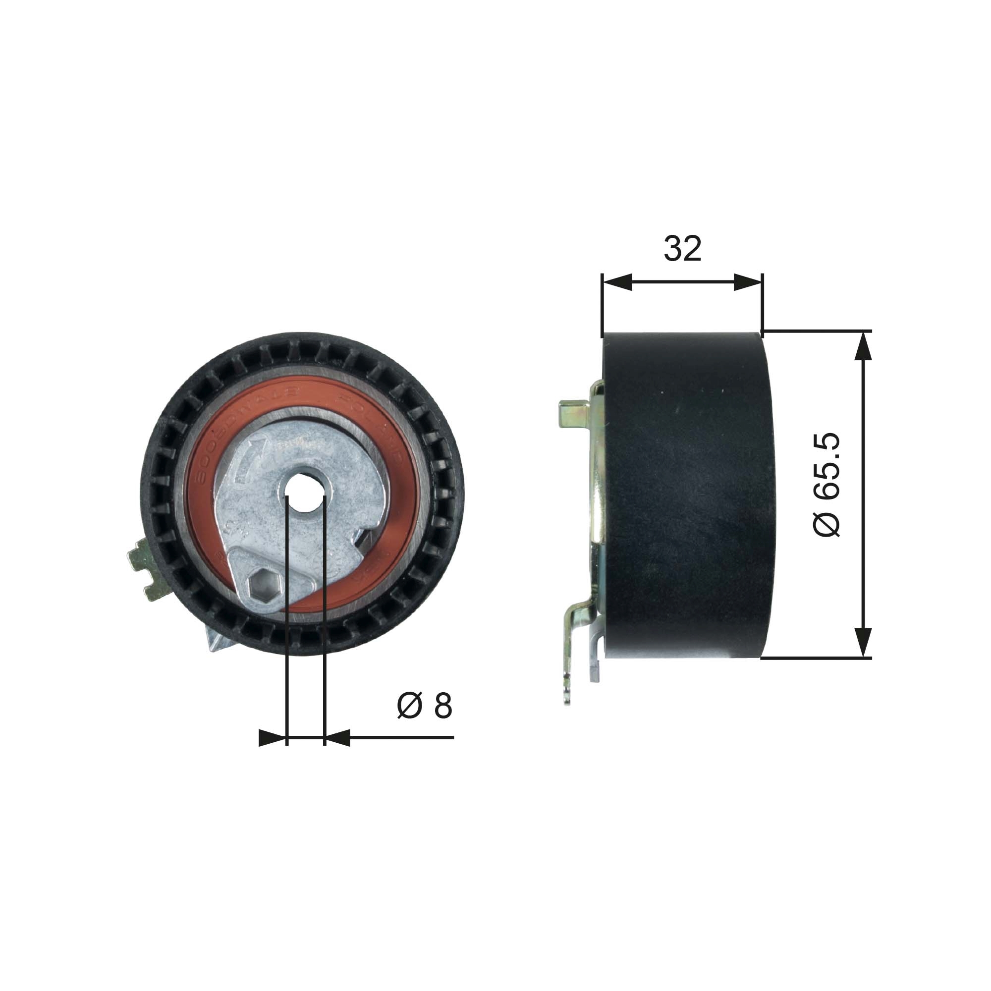 Tensioner Pulley, timing belt (Front axle, left)  Art. T43236