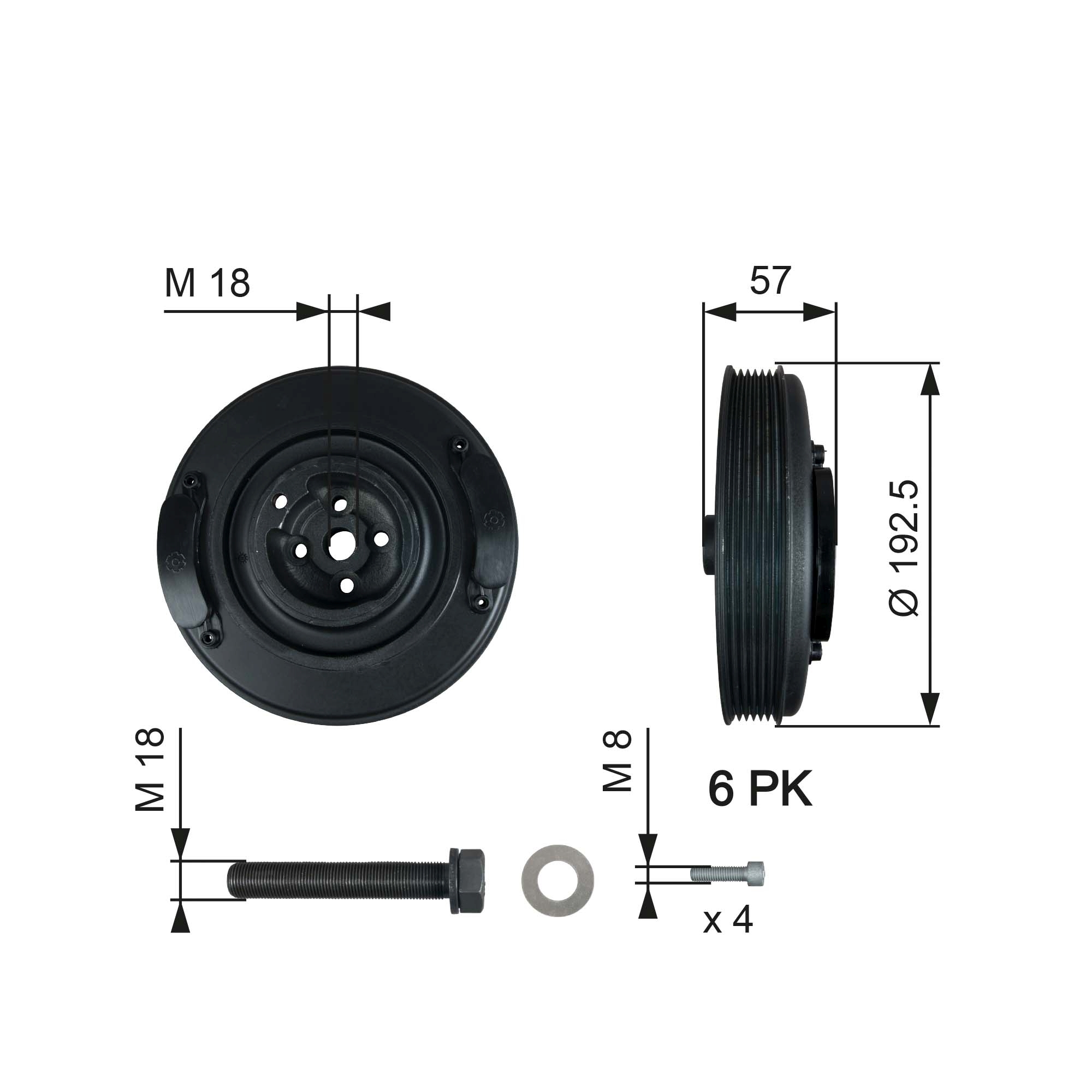 Belt Pulley, crankshaft (Front axle)  Art. TVD1033A