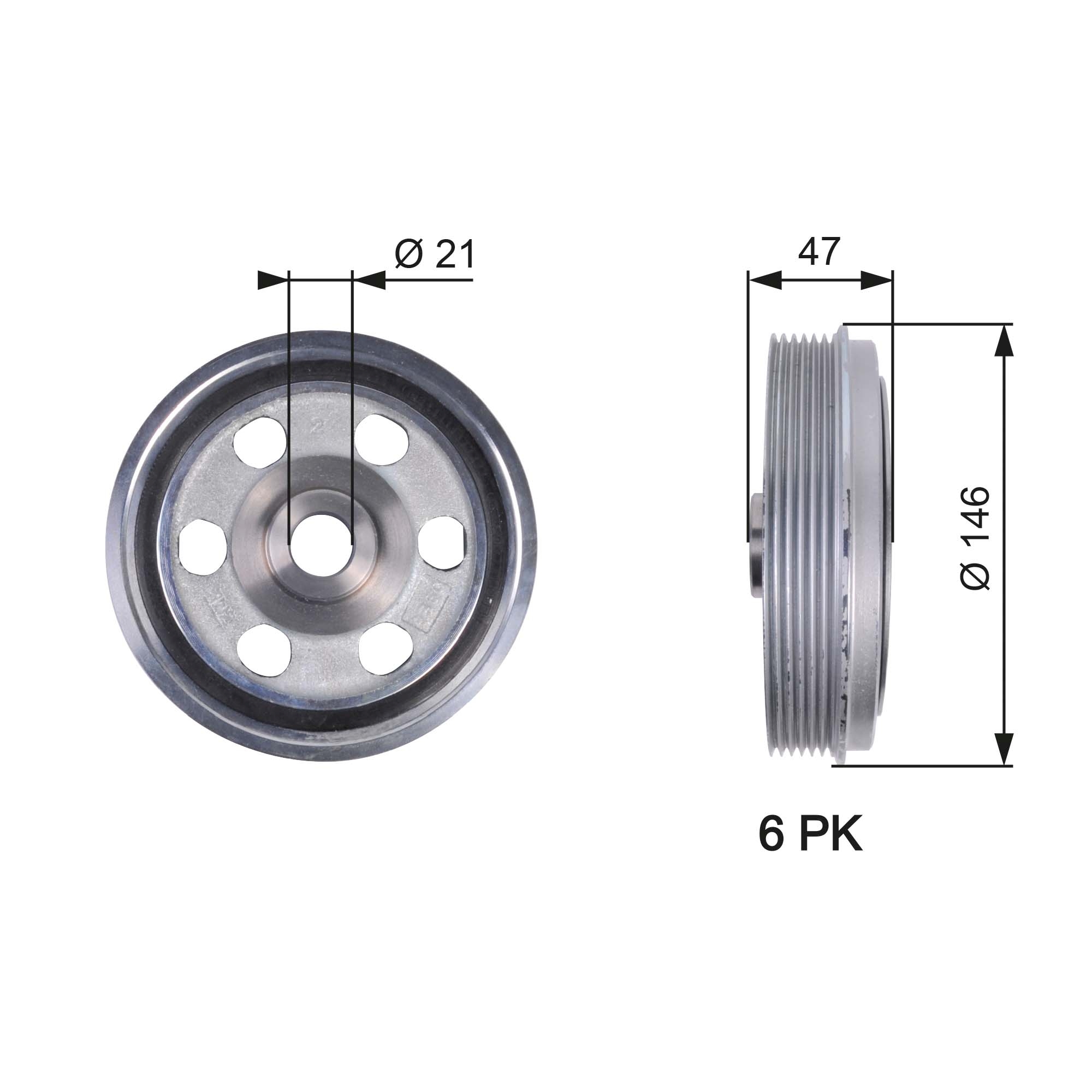 Belt Pulley, crankshaft (In front)  Art. TVD1082