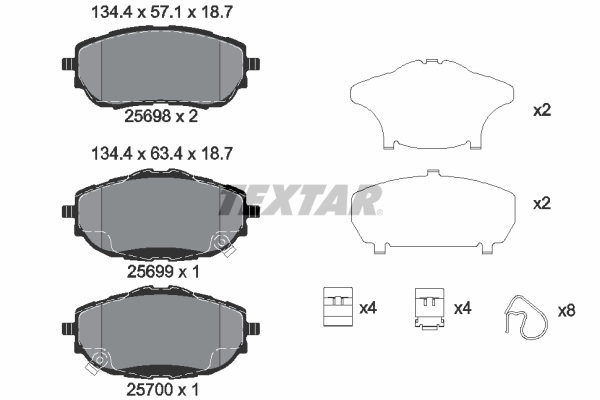 Brake Pad Set, disc brake (134.2)  Art. 2569801