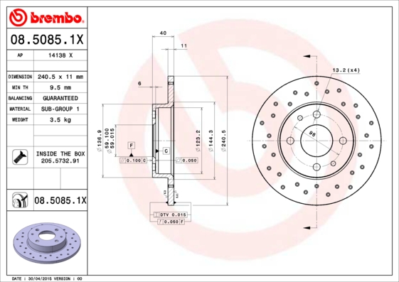 Brake Disc (Rear axle, Front axle)  Art. 0850851X