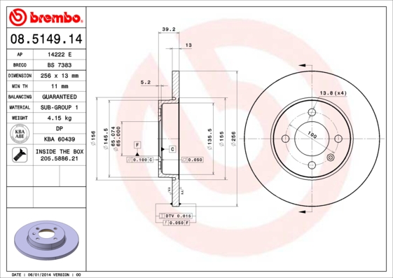 Jarrulevy (Front axle)  Art. 08514914