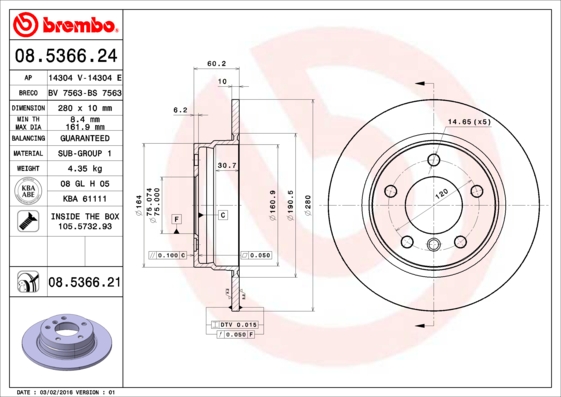 Brake Disc (Rear axle)  Art. 08536621