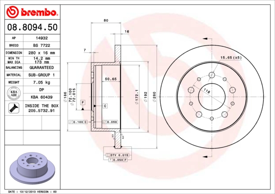 Brake Disc (Rear axle)  Art. 08809450