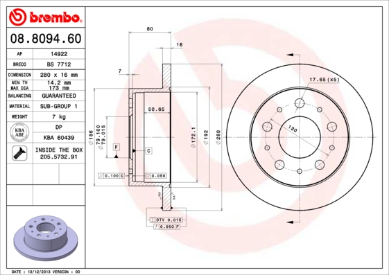 Brake Disc (Rear axle)  Art. 08809460