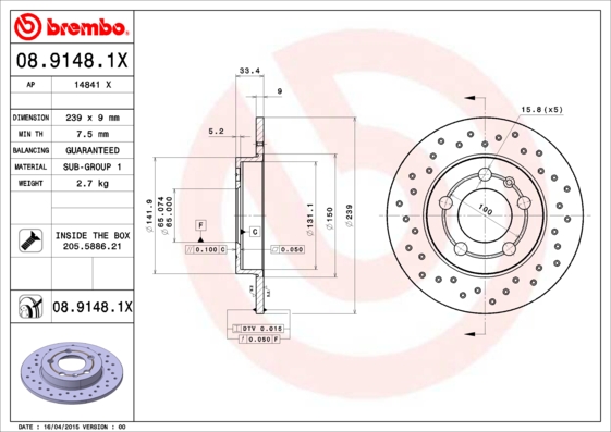 Brake Disc (Front axle, Rear axle)  Art. 0891481X