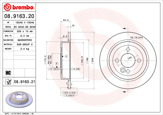 Brake Disc (Rear axle, Front axle)  Art. 08916321