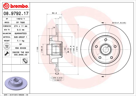 Brake Disc (Left, Rear axle, Right, Rear axle, Left, Right)  Art. 08979217