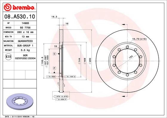 Brake Disc (Rear axle)  Art. 08A53010