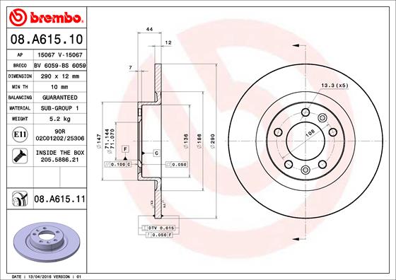 Brake Disc (Rear axle)  Art. 08A61511