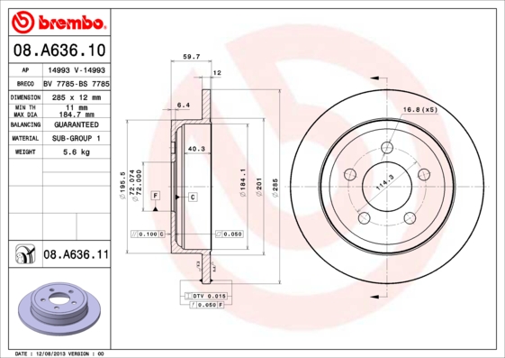 Brake Disc (Rear axle)  Art. 08A63611