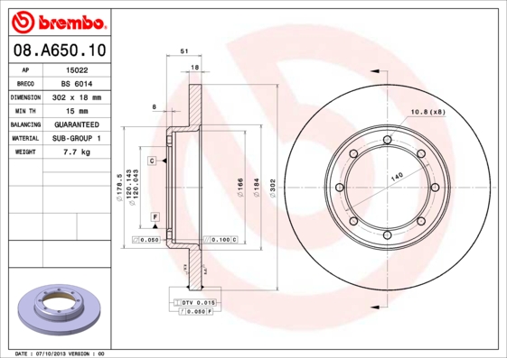 Brake Disc (Rear axle)  Art. 08A65010