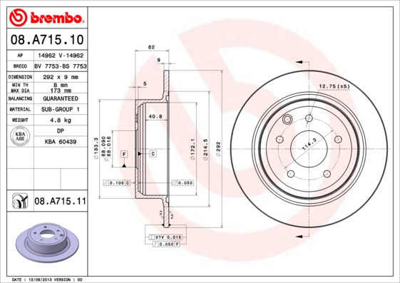 Brake Disc (Rear axle)  Art. 08A71511