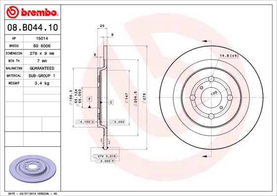 Brake Disc (Rear axle)  Art. 08B04410