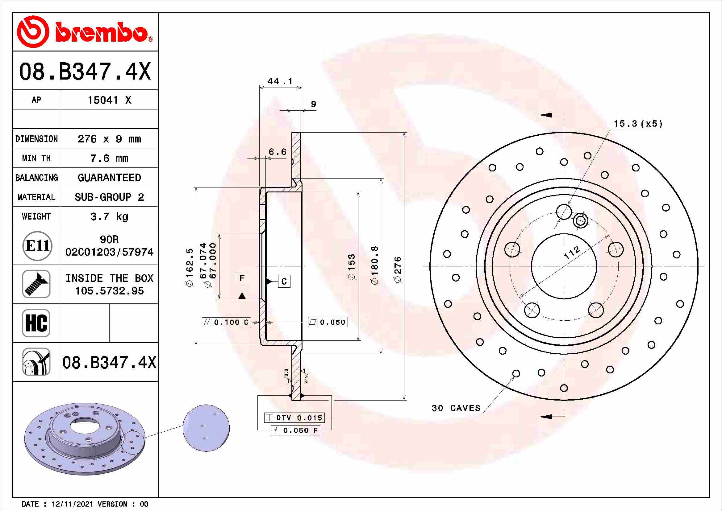 Brake Disc (Rear axle)  Art. 08B3474X