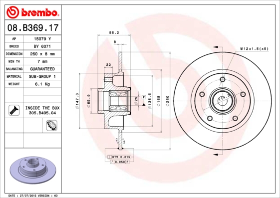 Brake Disc (Rear axle)  Art. 08B36917