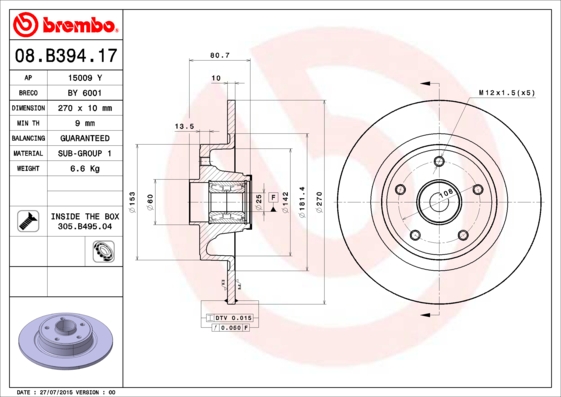 Brake Disc (Rear axle)  Art. 08B39417