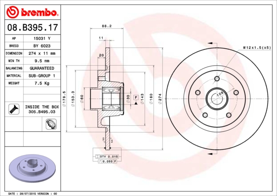 Brake Disc (Rear axle)  Art. 08B39517