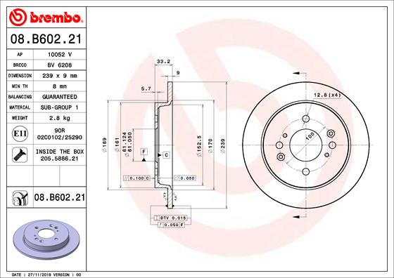 Brake Disc (Rear axle)  Art. 08B60221