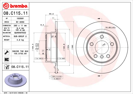 Brake Disc (Rear axle)  Art. 08C11511