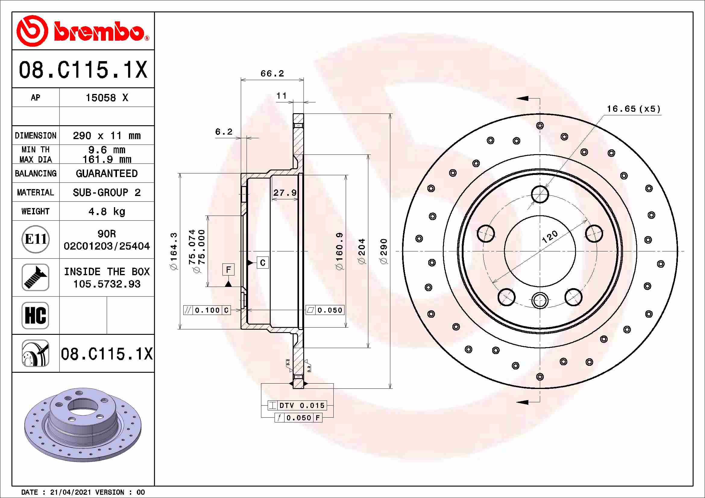 Brake Disc (Rear axle)  Art. 08C1151X