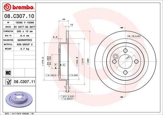 Brake Disc (Rear axle)  Art. 08C30711