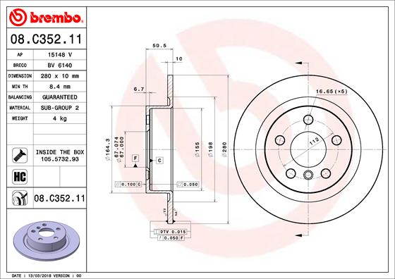 Brake Disc (Rear axle)  Art. 08C35211