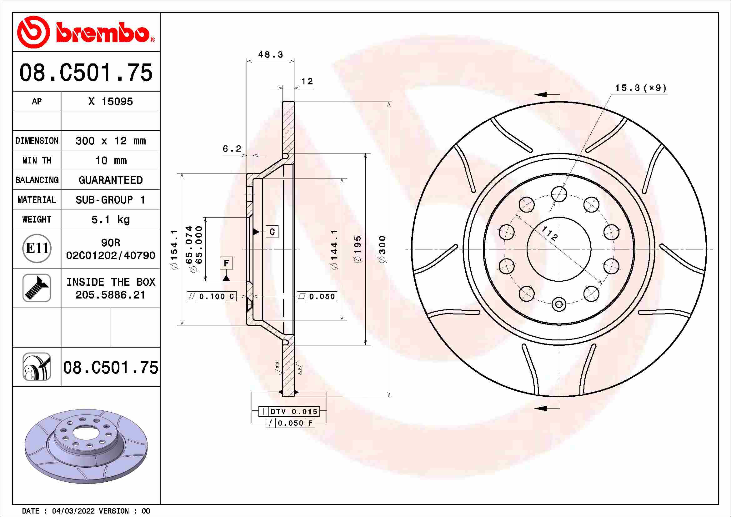 Brake Disc  Art. 08C50175