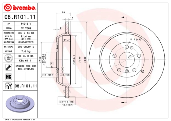 Brake Disc (Rear axle)  Art. 08R10111