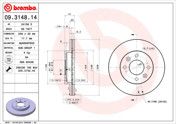 Brake Disc (Front axle)  Art. 09314814