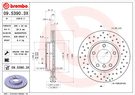 Brake Disc (Front axle)  Art. 0953903X