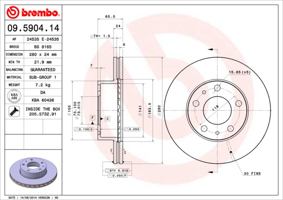 Brake Disc (Front axle)  Art. 09590414