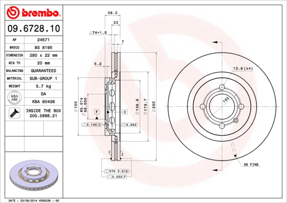 Brake Disc (Front axle)  Art. 09672810