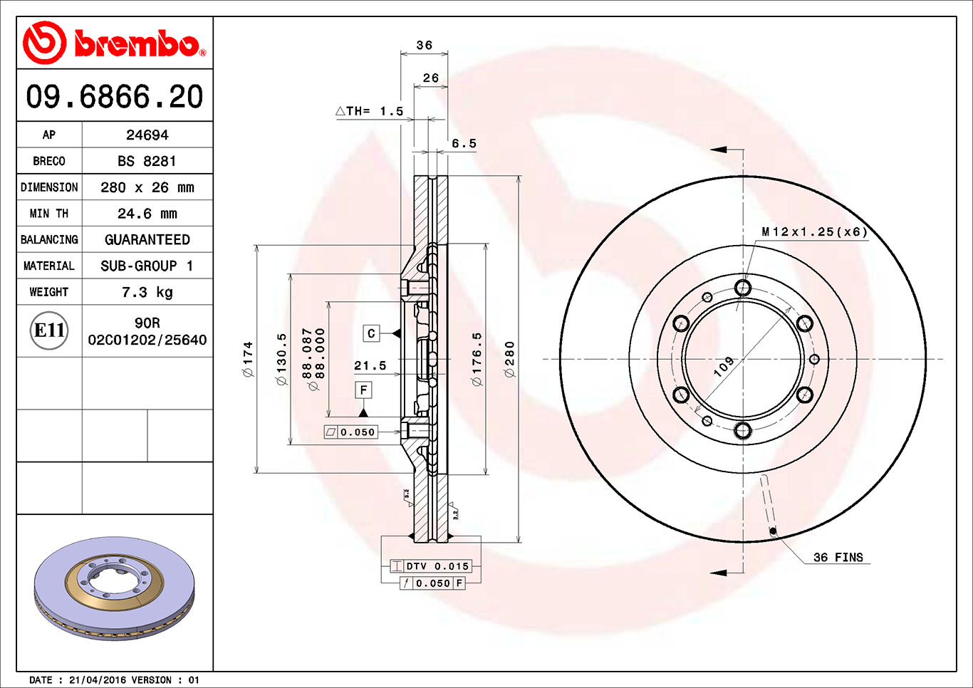 Brake Disc (Front axle)  Art. 09686620