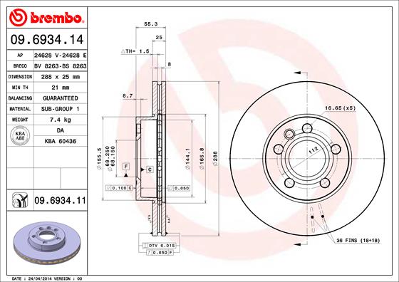 Brake Disc (Front axle)  Art. 09693411