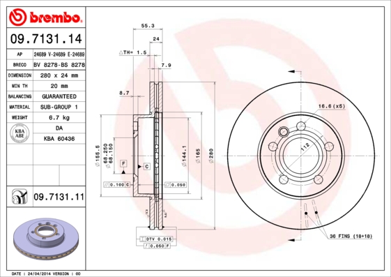 Brake Disc (Front axle)  Art. 09713111