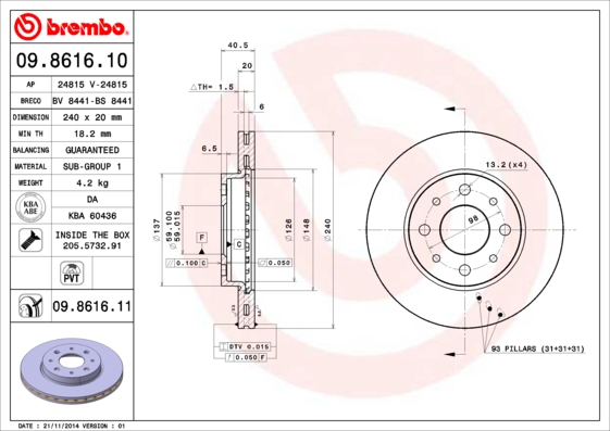 Brake Disc (Front axle)  Art. 09861611