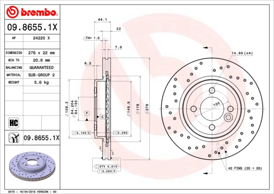 Brake Disc (Front axle, Rear axle)  Art. 0986551X