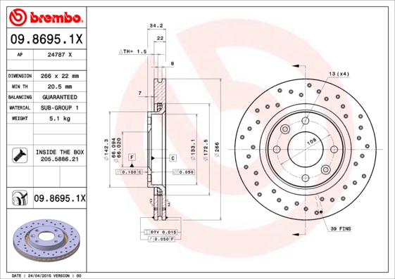 Brake Disc (Front axle)  Art. 0986951X