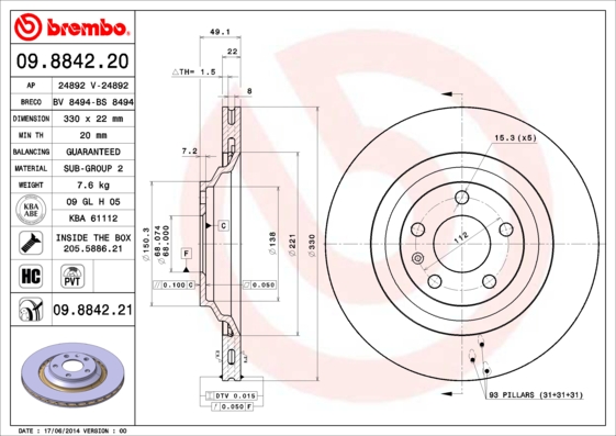 Brake Disc (Rear axle, Front axle)  Art. 09884221