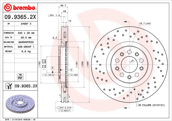 Brake Disc (Front axle)  Art. 0993652X