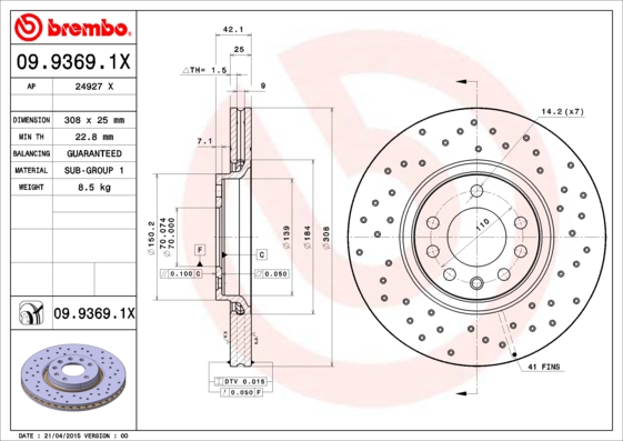 Brake Disc (Front axle)  Art. 0993691X