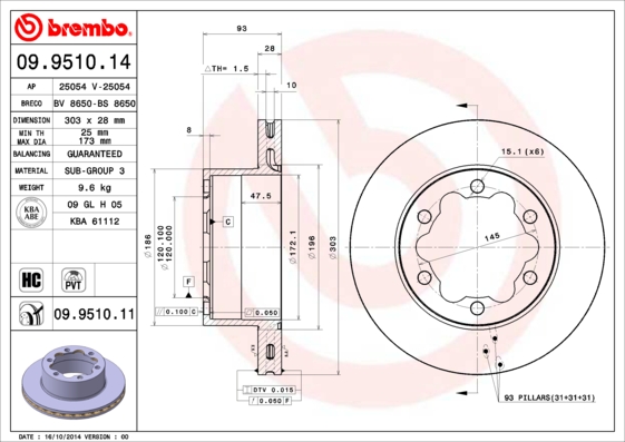 Brake Disc (Rear axle)  Art. 09951011