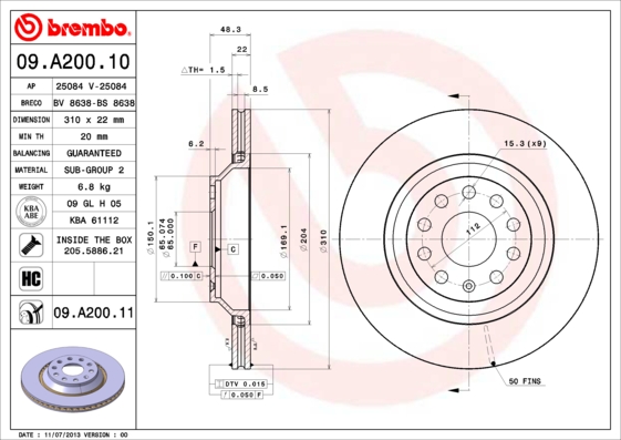 Brake Disc (Rear axle)  Art. 09A20011