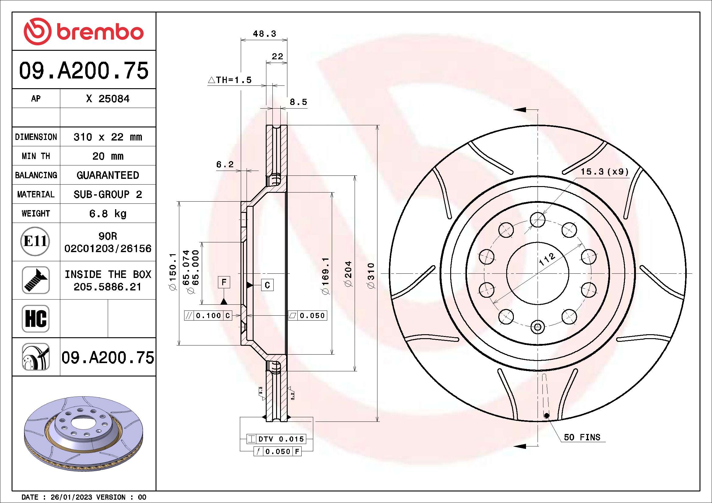 Brake Disc  Art. 09A20075