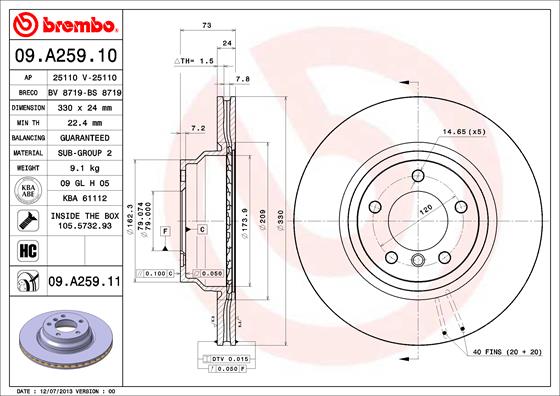 Brake Disc (Front axle)  Art. 09A25911