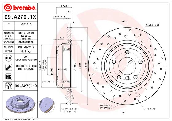 Brake Disc (Rear axle)  Art. 09A2701X